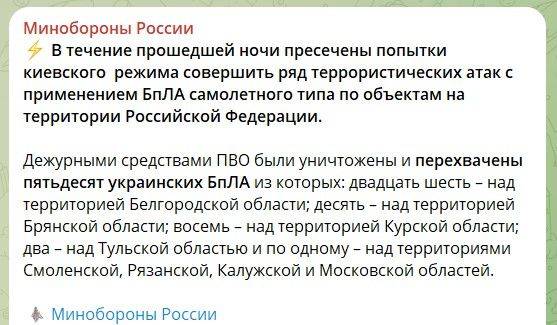 Полсотни дронов против России: Враг пошёл на беспрецедентную атаку