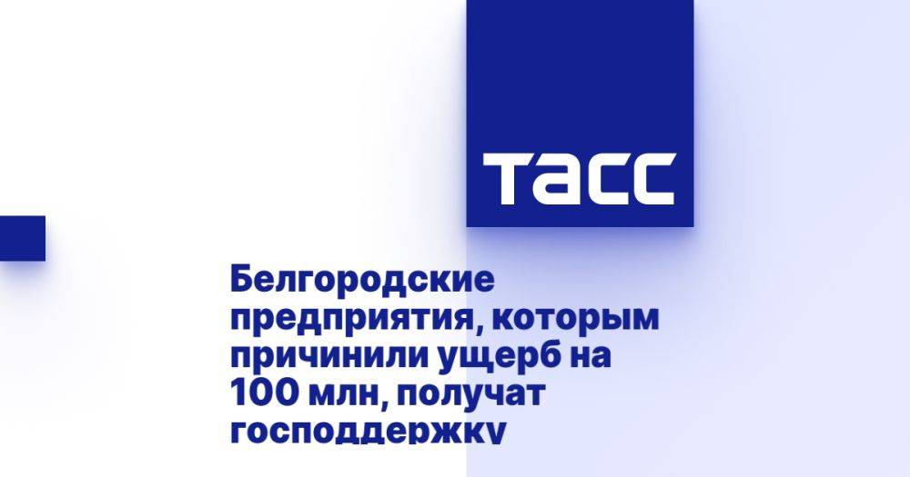 Белгородские предприятия, которым причинили ущерб на 100 млн, получат господдержку