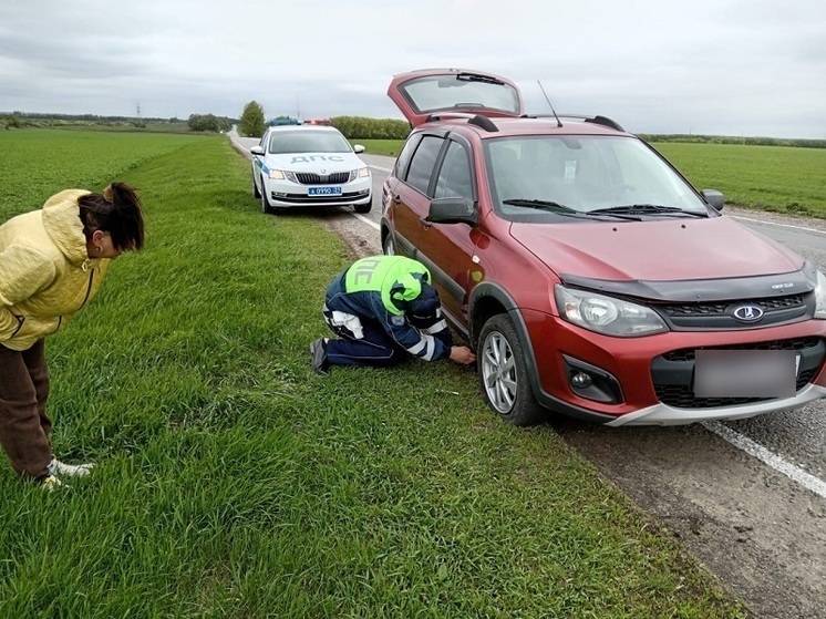 Белгородские автоинспекторы помогли автоледи заменить колесо