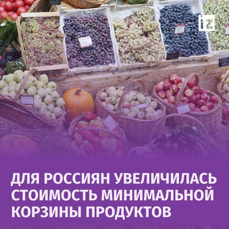 Для россиян на 1,5% выросла стоимость минимальной месячной корзины продуктов, теперь набор питания на одного человека обойдется в более чем шесть тыс