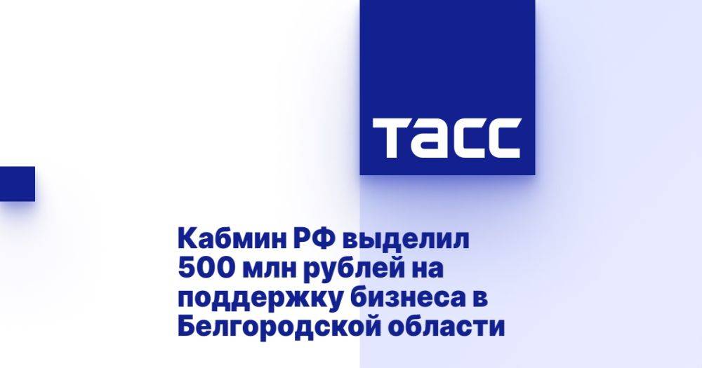 Кабмин РФ выделил 500 млн рублей на поддержку бизнеса в Белгородской области