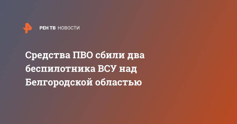 Средства ПВО сбили два беспилотника ВСУ над Белгородской областью