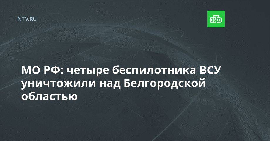 МО РФ: четыре беспилотника ВСУ уничтожили над Белгородской областью