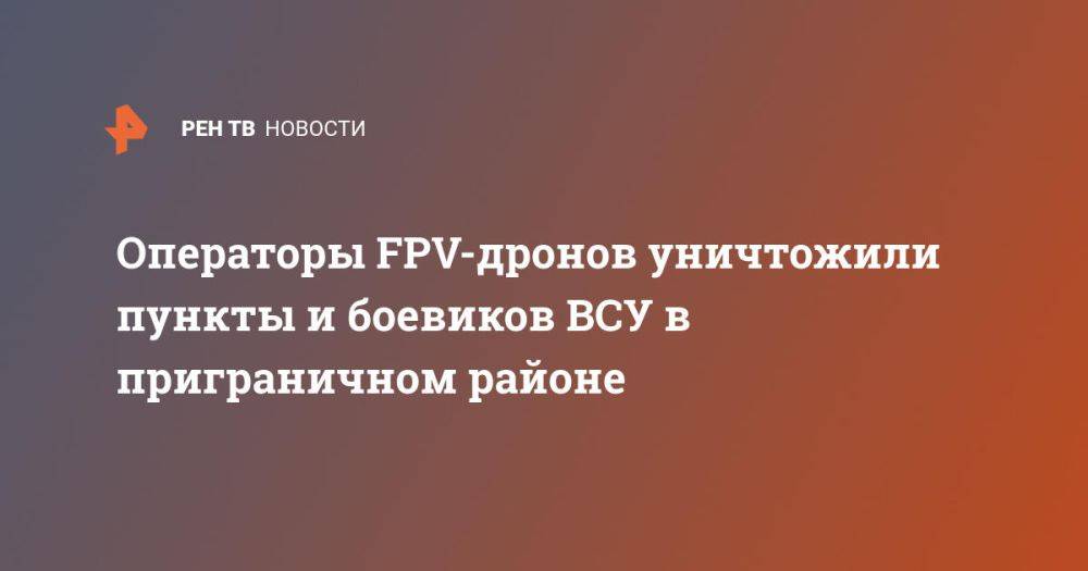 Операторы FPV-дронов уничтожили пункты и боевиков ВСУ в приграничном районе