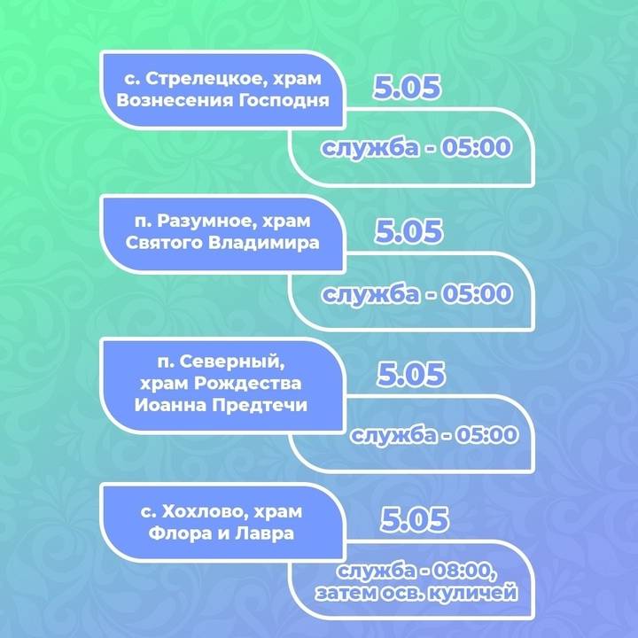 Глава Белгородского района опубликовала график богослужений на Пасху2