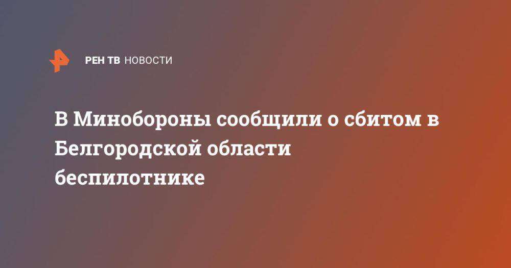 В Минобороны сообщили о сбитом в Белгородской области беспилотнике