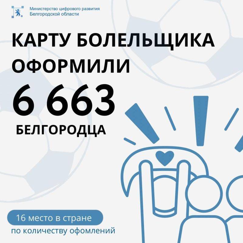 6 663 белгородца оформили карту болельщика