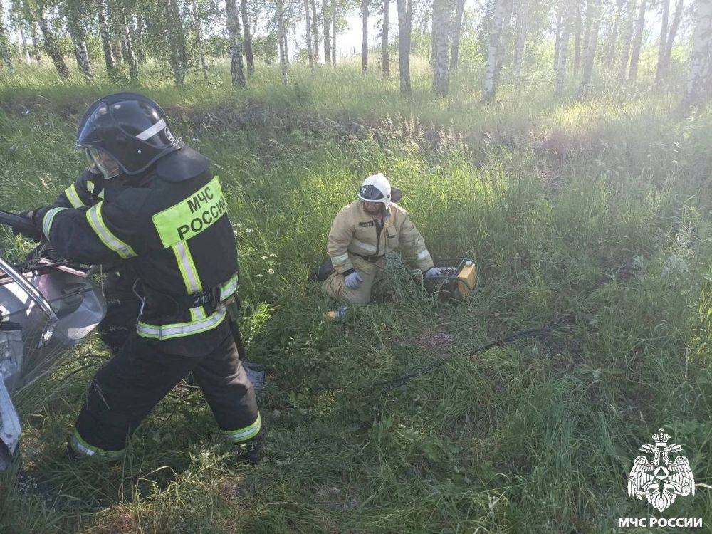 Сотрудники МЧС России с помощью ГАСИ извлекли пострадавшего в ДТП водителя