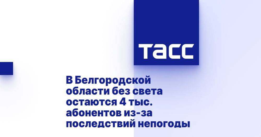 В Белгородской области без света остаются 4 тыс. абонентов из-за последствий непогоды