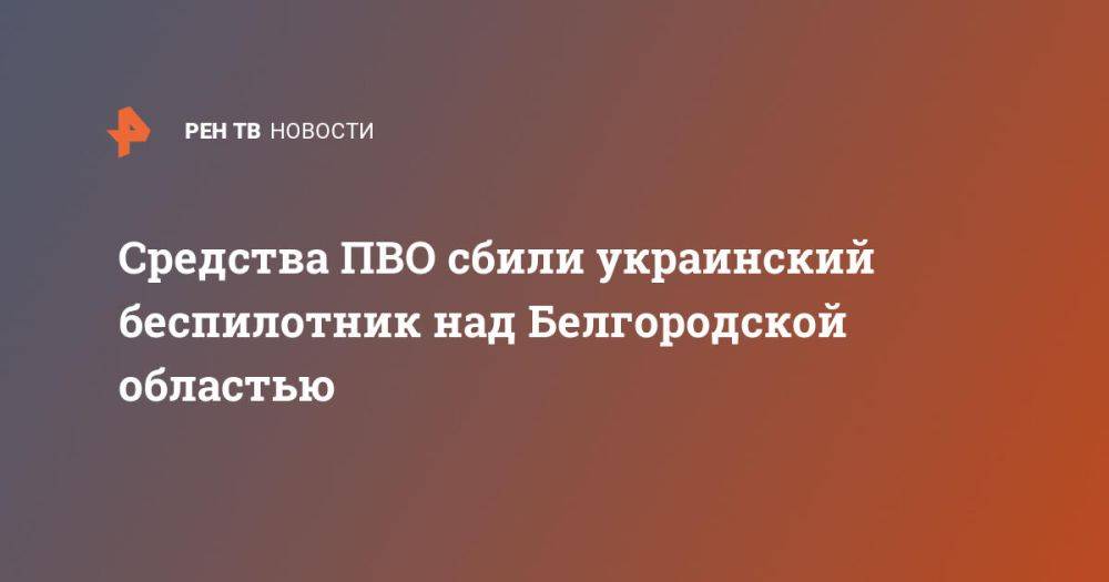 Средства ПВО сбили украинский беспилотник над Белгородской областью