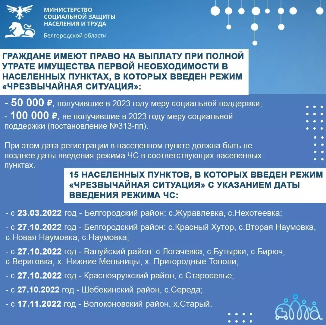 Стало известно, кто из белгородцев получит выплаты в 50 и 100 тысяч рублей12