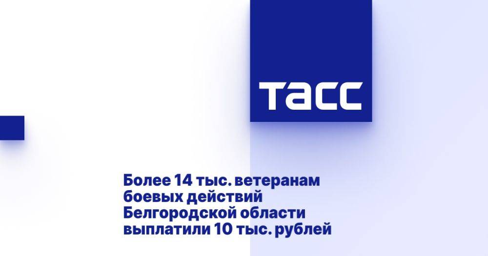 Более 14 тыс. ветеранам боевых действий Белгородской области выплатили 10 тыс. рублей