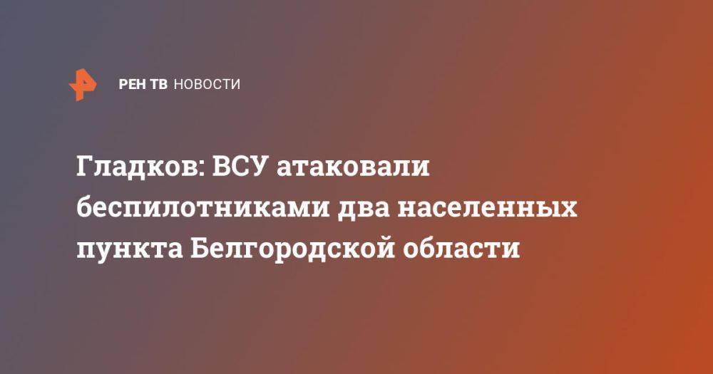 Гладков: ВСУ атаковали беспилотниками два населенных пункта Белгородской области