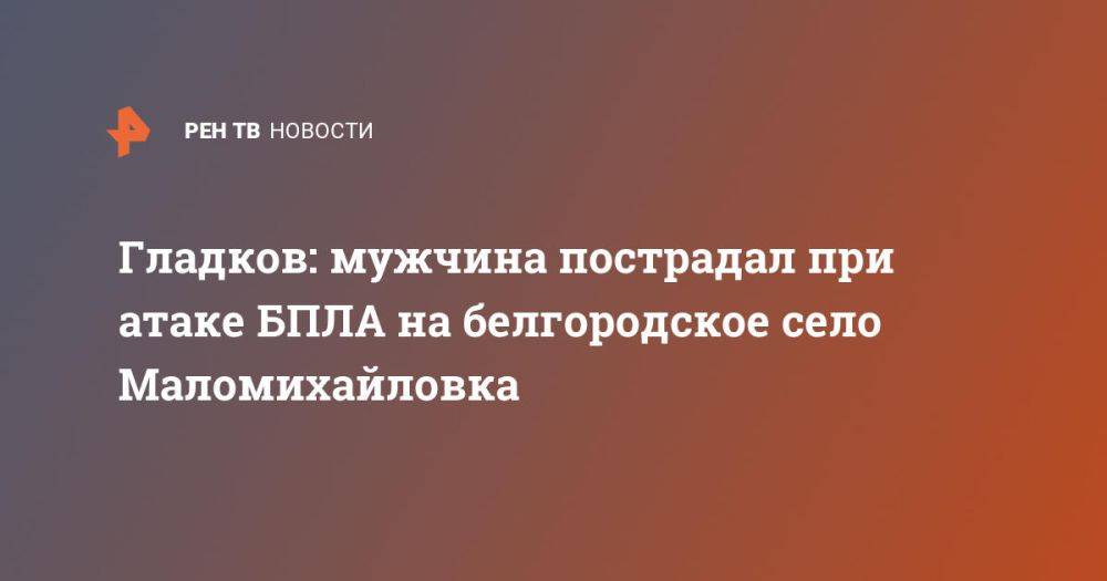 Гладков: мужчина пострадал при атаке БПЛА на белгородское село Маломихайловка