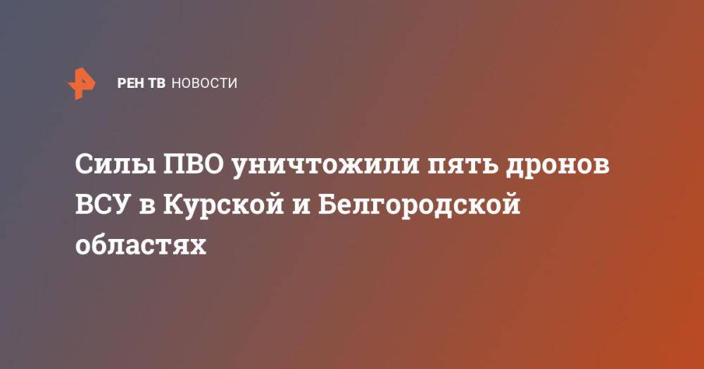 Силы ПВО уничтожили пять дронов ВСУ в Курской и Белгородской областях