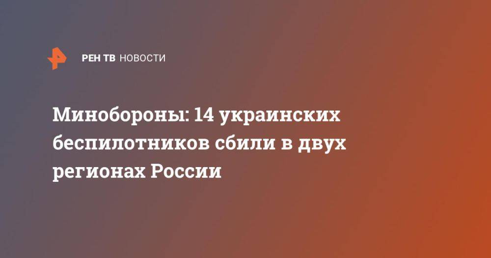 Минобороны: 14 украинских беспилотников сбили в двух регионах России