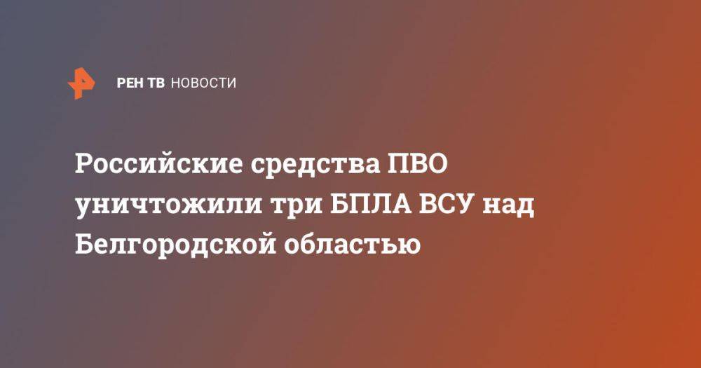 Российские средства ПВО уничтожили три БПЛА ВСУ над Белгородской областью