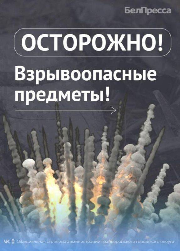 Напоминаем о том, как действовать в случае обнаружения взрывоопасного предмета или остатков от боеприпасов