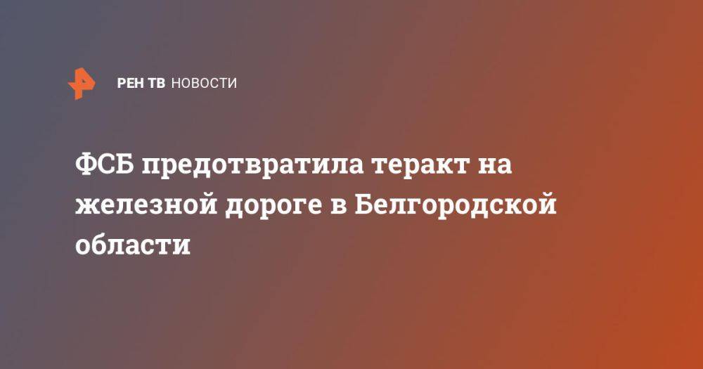 ФСБ предотвратила теракт на железной дороге в Белгородской области