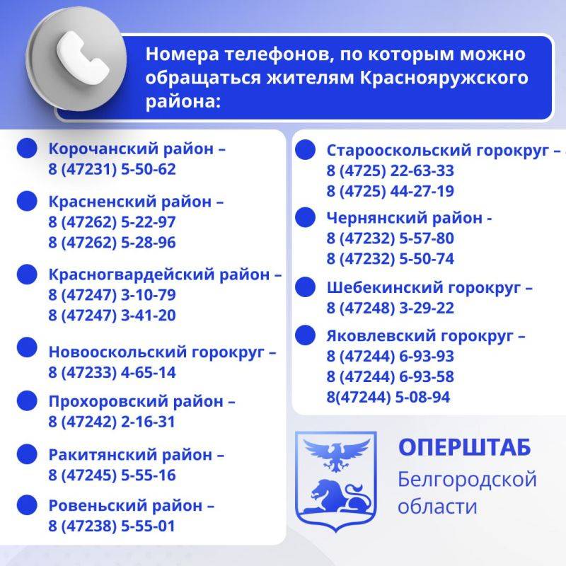 В карточках — ответы на главные вопросы жителей Краснояружского района от оперштаба