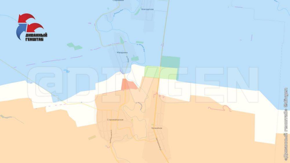 О продвижении ВС РФ к Макаровке на Великоновосёловском направлении (Времьевский выступ), сообщает Диванный генштаб