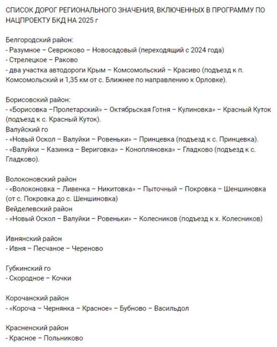 Белгородский губернатор анонсировал ремонт и строительство 110 км дорог в 2025 году1