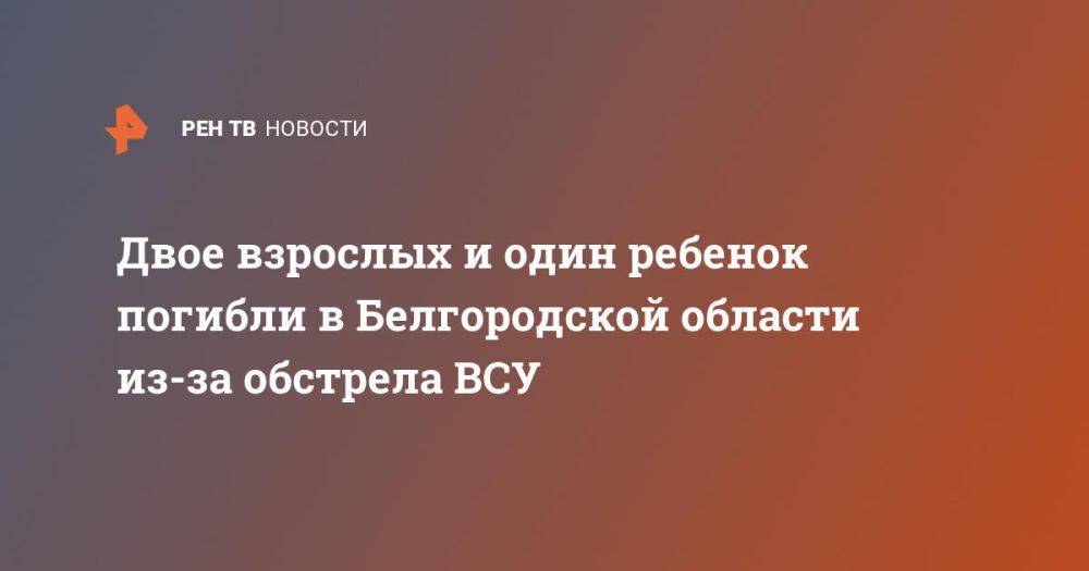 Двое взрослых и один ребенок погибли в Белгородской области из-за обстрела ВСУ