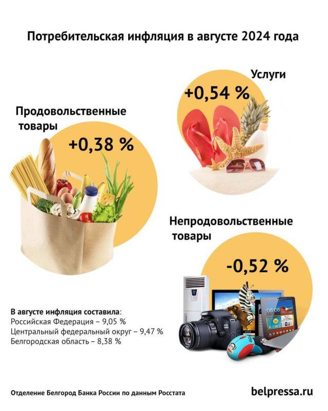 В Белгородской области инфляция ускорилась до 8,38 %