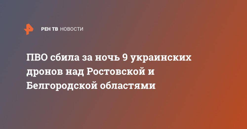 ПВО сбила за ночь 9 украинских дронов над Ростовской и Белгородской областями