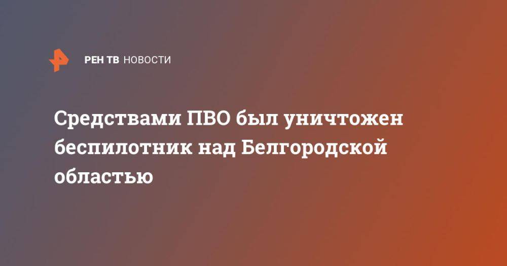 Средствами ПВО был уничтожен беспилотник над Белгородской областью