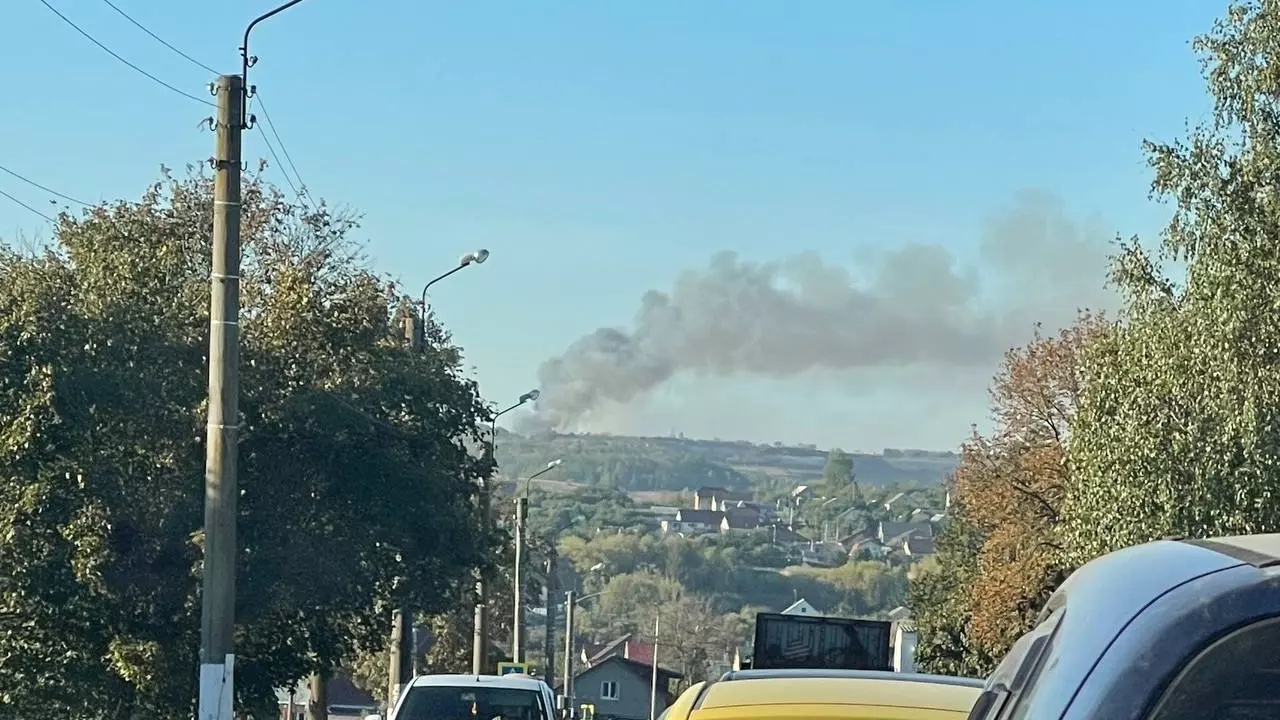 Кадры столба дыма в Белгороде