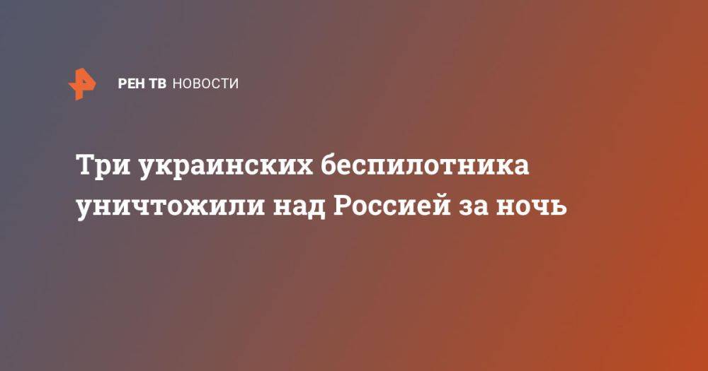 Три украинских беспилотника уничтожили над Россией за ночь