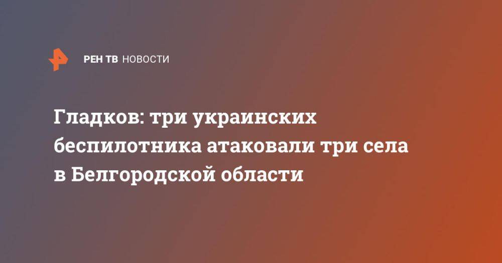 Гладков: три украинских беспилотника атаковали три села в Белгородской области