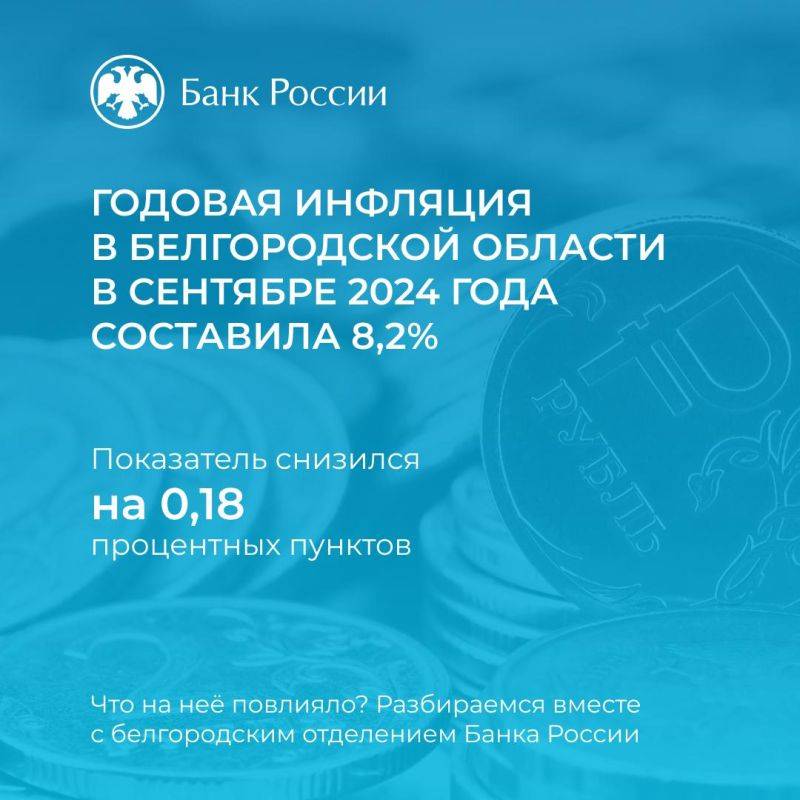 Инфляция в Белгородской области уменьшилась до 8,2%