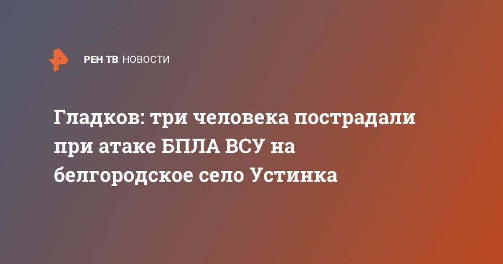 Гладков: три человека пострадали при атаке БПЛА ВСУ на белгородское село Устинка