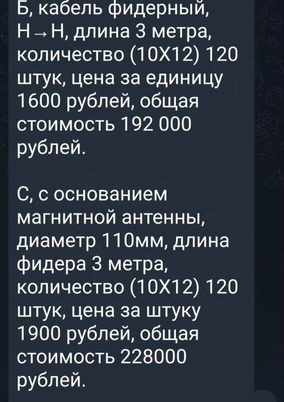 Калькуляция сбора на 12 установок РЭБ