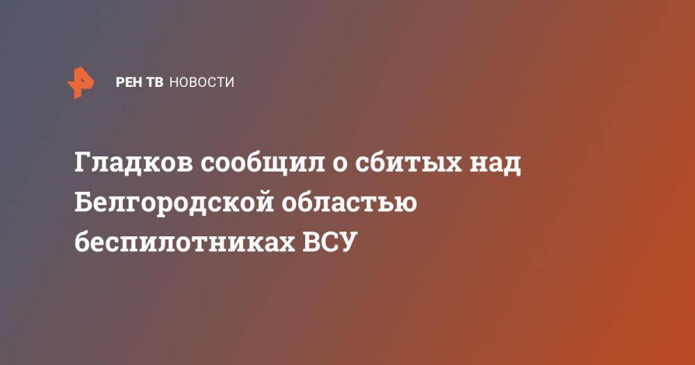 Гладков сообщил о сбитых над Белгородской областью беспилотниках ВСУ