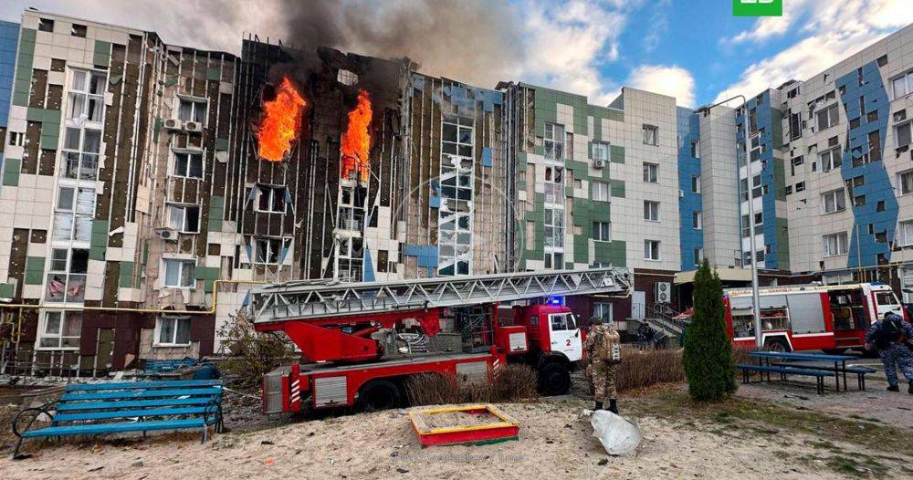 Удар дрона по жилому дому в Белгороде попал на видео