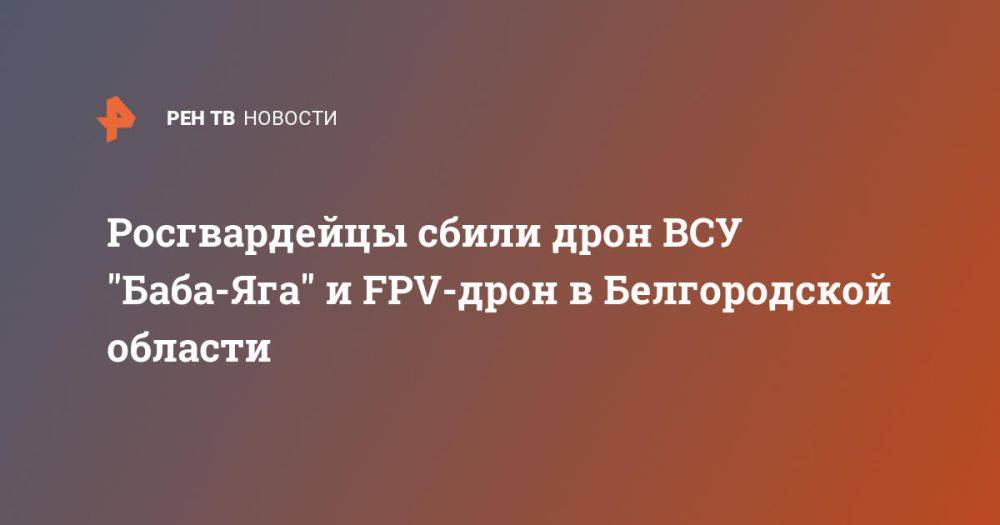 Росгвардейцы сбили дрон ВСУ &quot;Баба-Яга&quot; и FPV-дрон в Белгородской области