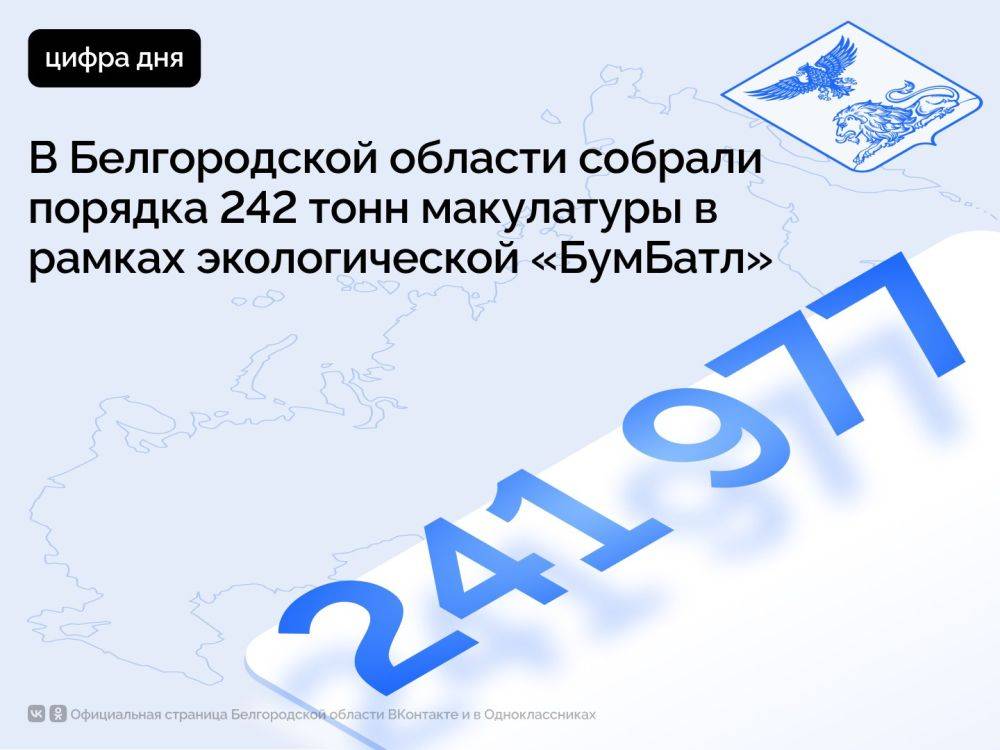 В Белгородской области собрали порядка 242 тонн макулатуры в рамках экологической «БумБатл»