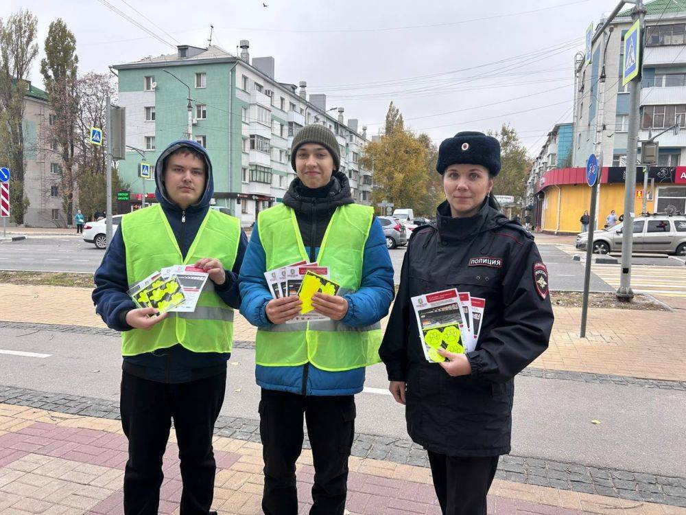 В Белгороде молодые активисты напомнили пешеходам о безопасности перехода дороги в период межсезонья