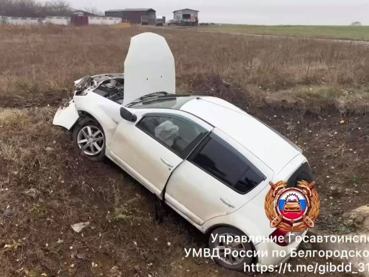 Под Белгородом иномарка с юными пассажирами улетела в кювет