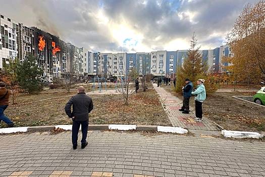 Последствия удара БПЛА по многоэтажке в Белгороде сняли на видео