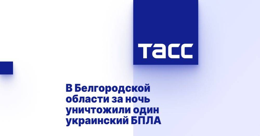 В Белгородской области за ночь уничтожили один украинский БПЛА