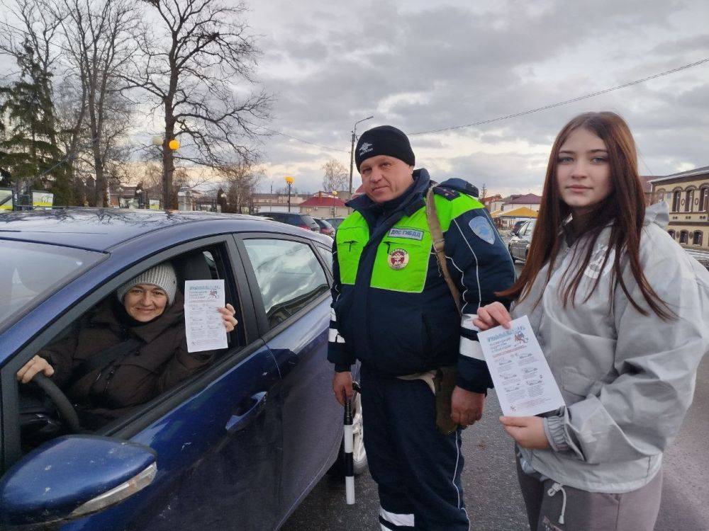 В Белгородской области волонтеры дорожной безопасности провели профилактическую акцию #БезопаснаяДорогаЗимой