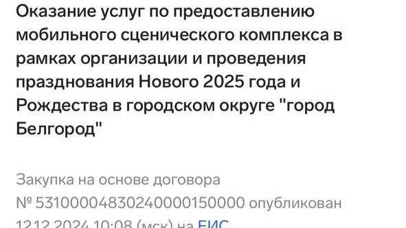 В Белгороде купили новогоднюю сцену за 1 млн рублей