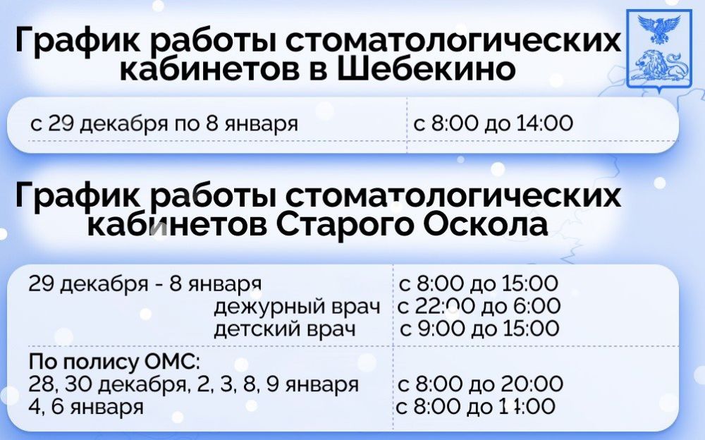 Медицинские учреждения Белгородской области продолжат оказывать помощь жителям региона в новогодние праздничные дни