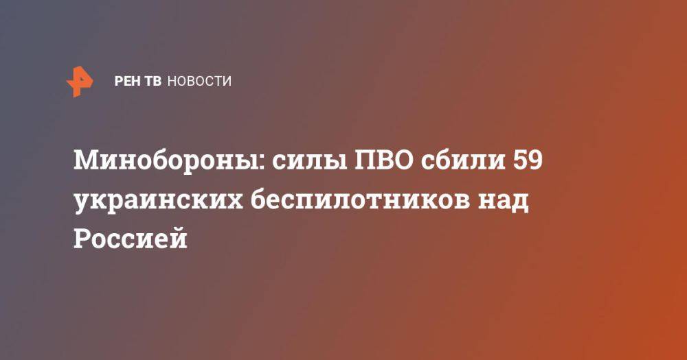 Минобороны: силы ПВО сбили 59 украинских беспилотников над Россией