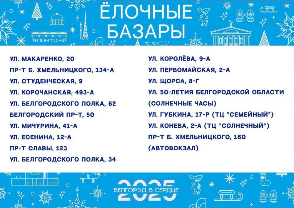 В эту субботу в Белгороде начнут работать ёлочные базары