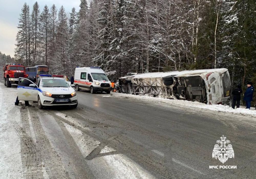 Две аварии с туристами за день: в Карелии автобус съехал в кювет и перевернулся — пострадали семь человек, сообщили в региональном МЧС